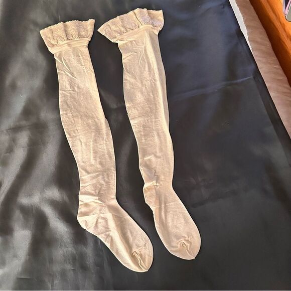Vintage Pair of sheer tan hold up stockings NWOT size S/M - Picture 1 of 7